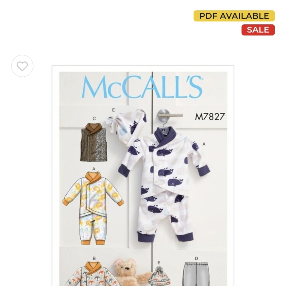 🍁McCall's Baby Pajama Sewing Pattern